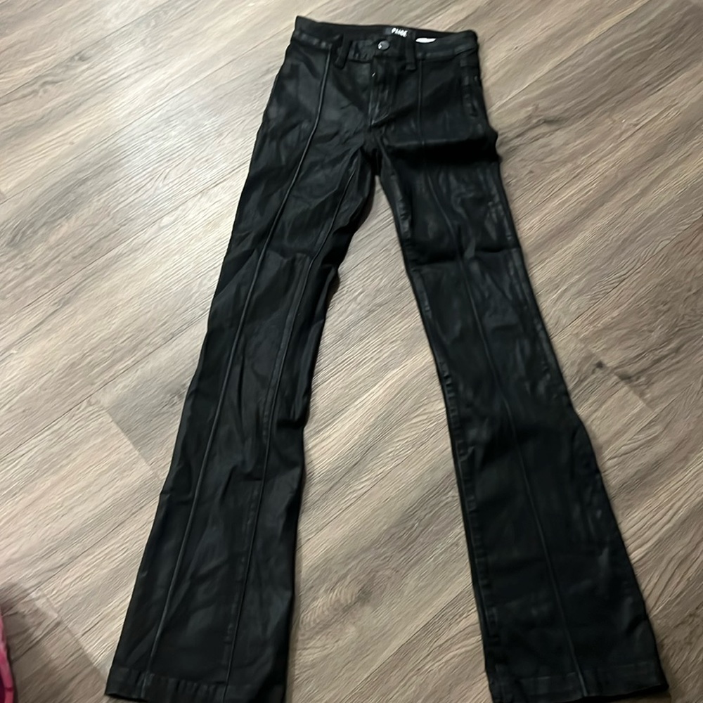 Paige black bell bottoms shiny coat